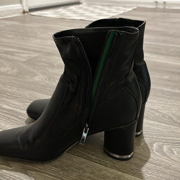 Franco Sarto square toe boots with silver accent on heel - Picture 3 of 6